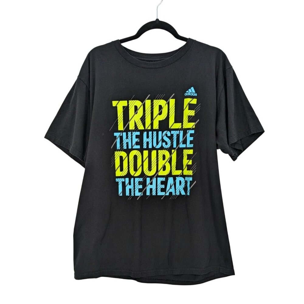 Adidas T Shirt Men Size XL The Hustle The Heart Graphic Print Streetwear Workout